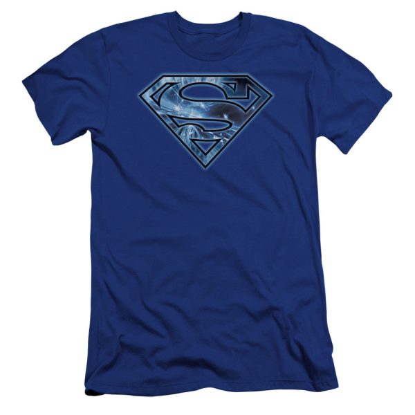 SUPERMAN : ON ICE SHIELD PREMIUM CANVAS ADULT SLIM FIT T-SHIRT 30\1 ROYAL BLUE SM Cheap