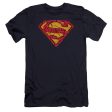 SUPERMAN : SHATTERED SHIELD PREMIUM CANVAS ADULT SLIM FIT T-SHIRT 30\1 NAVY 2X Online now