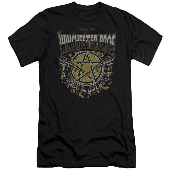 SUPERNATURAL : WINCHESTER BROS  PREMIUM CANVAS ADULT SLIM FIT T-SHIRT 30\1 Black XL Online