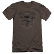 SUPERMAN : SCROLLING SHIELD PREMIUM CANVAS ADULT SLIM FIT T-SHIRT 30\1 CHARCOAL SM on Sale