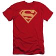 SUPERMAN : RED AND GOLD SHIELD PREMIUM CANVAS ADULT SLIM FIT T-SHIRT 30\1 RED 2X Online Sale