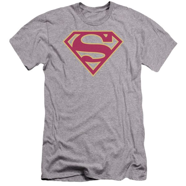 SUPERMAN : RED AND GOLD SHIELD PREMIUM CANVAS ADULT SLIM FIT T-SHIRT 30\1 ATHLETIC HEATHER XL Online