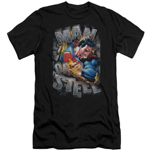 SUPERMAN : RIPPING STEEL PREMIUM CANVAS ADULT SLIM FIT T-SHIRT 30\1 BLACK SM Supply