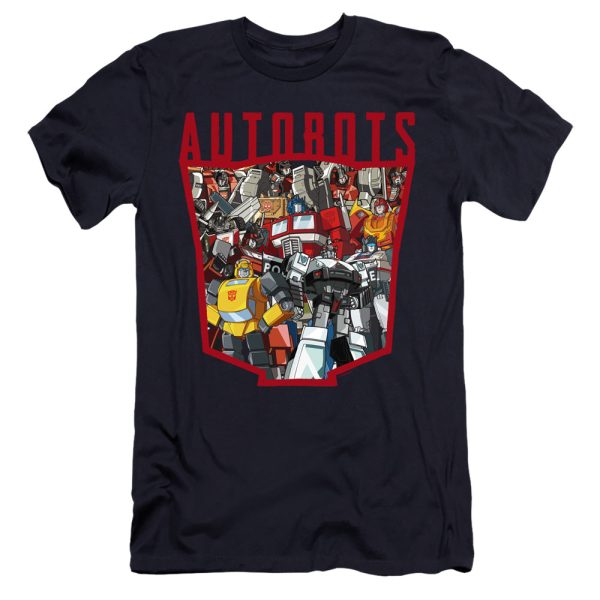 TRANSFORMERS : AUTOBOT COLLAGE PREMIUM CANVAS ADULT SLIM FIT T-SHIRT 30\1 Navy 2X Online Sale