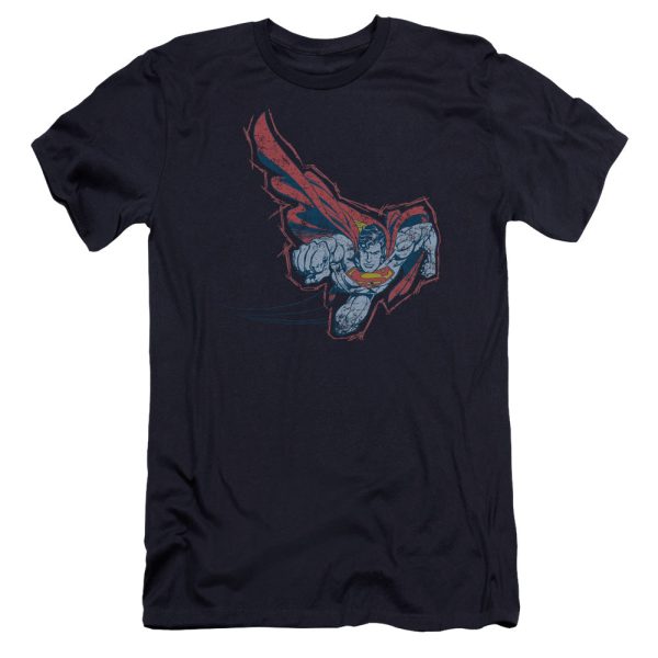 SUPERMAN : SCRIBBLE AND SOAR PREMIUM CANVAS ADULT SLIM FIT T-SHIRT 30\1 NAVY 2X Online Sale