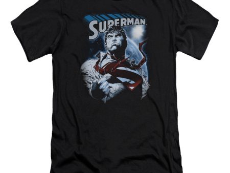 SUPERMAN : PROTECT EARTH PREMIUM CANVAS ADULT SLIM FIT T-SHIRT 30\1 BLACK 2X For Cheap