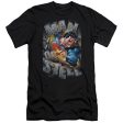 SUPERMAN : RIPPING STEEL PREMIUM CANVAS ADULT SLIM FIT T-SHIRT 30\1 BLACK 2X Cheap