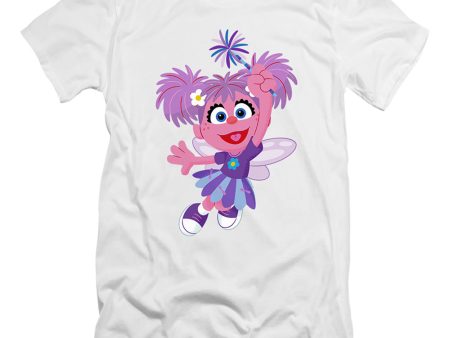 SESAME STREET : FURRY FRIENDS FOREVER! ABBY CADABBY  PREMIUM CANVAS ADULT SLIM FIT T-SHIRT 30\1 White MD For Cheap