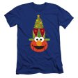 SESAME STREET : CHRISTMAS NUTCRACKER ELMO  PREMIUM CANVAS ADULT SLIM FIT T-SHIRT 30\1 Royal Blue SM on Sale