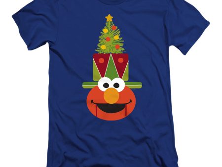 SESAME STREET : CHRISTMAS NUTCRACKER ELMO  PREMIUM CANVAS ADULT SLIM FIT T-SHIRT 30\1 Royal Blue SM on Sale