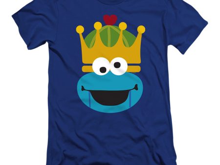 SESAME STREET : CHRISTMAS NUTCRACKER COOKIE MONSTER  PREMIUM CANVAS ADULT SLIM FIT T-SHIRT 30\1 Royal Blue MD Online Hot Sale