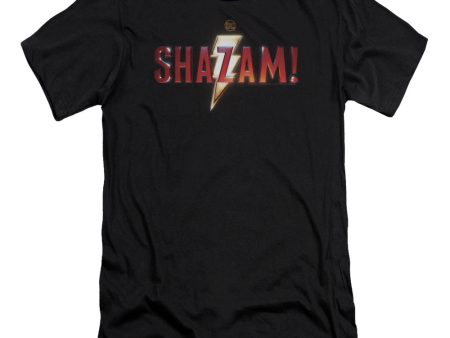 SHAZAM MOVIE : SHAZAM LOGO PREMIUM CANVAS ADULT SLIM FIT T-SHIRT 30\1 Black SM Cheap