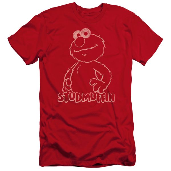 SESAME STREET : STUDMUFFIN PREMIUM CANVAS ADULT SLIM FIT T-SHIRT 30\1 RED LG Online now