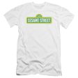 SESAME STREET : LOGO PREMIUM CANVAS ADULT SLIM FIT T-SHIRT 30\1 WHITE SM Supply