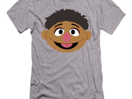 SESAME STREET : TAMIR FACE  PREMIUM CANVAS ADULT SLIM FIT T-SHIRT 30\1 Athletic Heather SM Hot on Sale