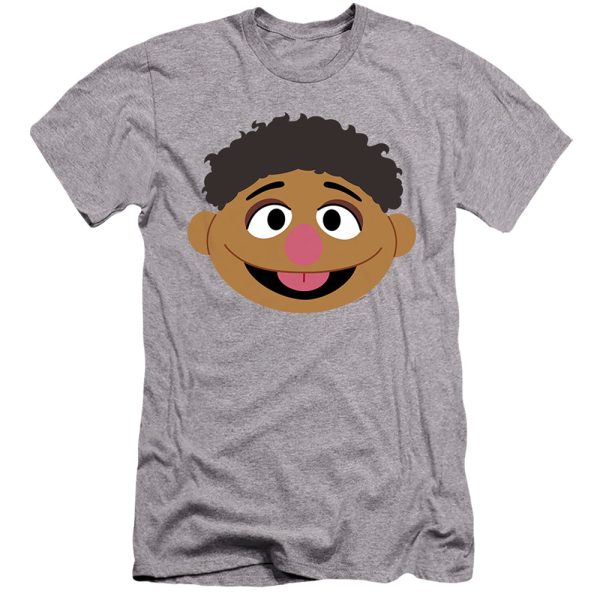 SESAME STREET : TAMIR FACE  PREMIUM CANVAS ADULT SLIM FIT T-SHIRT 30\1 Athletic Heather SM Hot on Sale