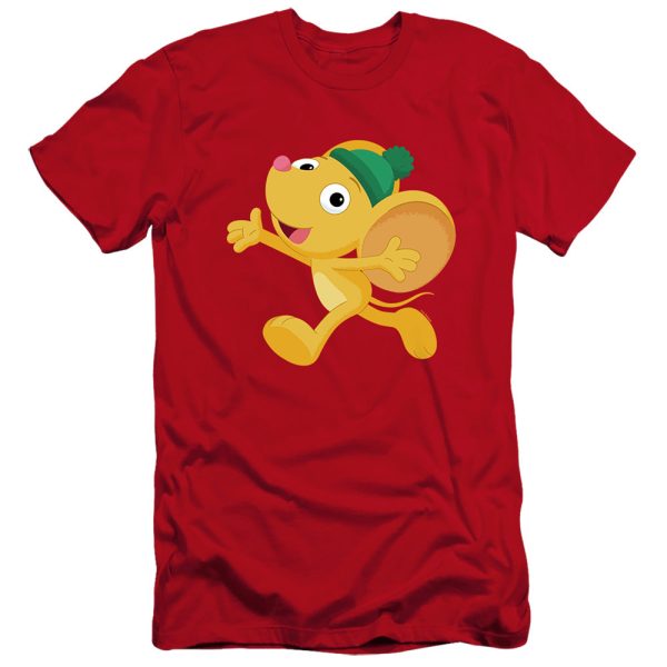 SESAME STREET : FURRY FRIEND, LITTLE MOUSE  PREMIUM CANVAS ADULT SLIM FIT T-SHIRT 30\1 Red MD For Cheap