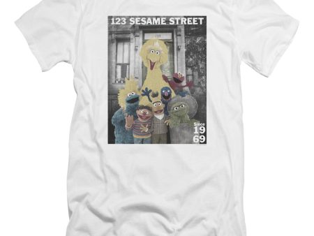 SESAME STREET : BEST ADDRESS PREMUIM CANVAS ADULT SLIM FIT T-SHIRT 30\1 White SM Discount