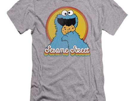 SESAME STREET : COOKIE MONSTER LAYERS PREMIUM CANVAS ADULT SLIM FIT T-SHIRT 30\1 Athletic Heather XL on Sale