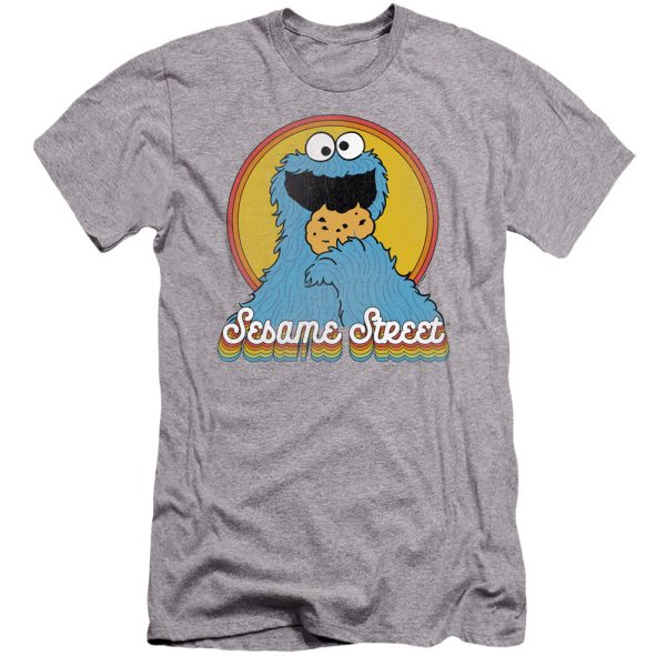 SESAME STREET : COOKIE MONSTER LAYERS PREMIUM CANVAS ADULT SLIM FIT T-SHIRT 30\1 Athletic Heather XL on Sale