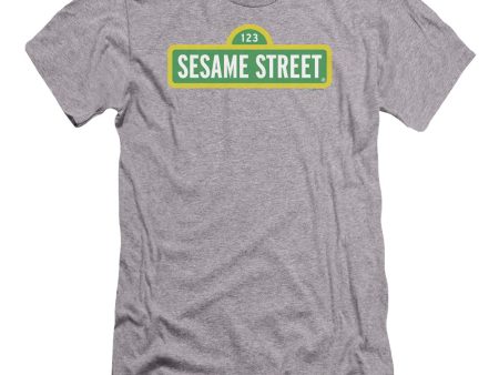 SESAME STREET : LOGO PREMIUM CANVAS ADULT SLIM FIT T-SHIRT 30\1 ATHLETIC HEATHER SM For Discount