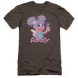 SESAME STREET : FLAT ABBY PREMIUM CANVAS ADULT SLIM FIT T-SHIRT 30\1 CHARCOAL 2X Hot on Sale