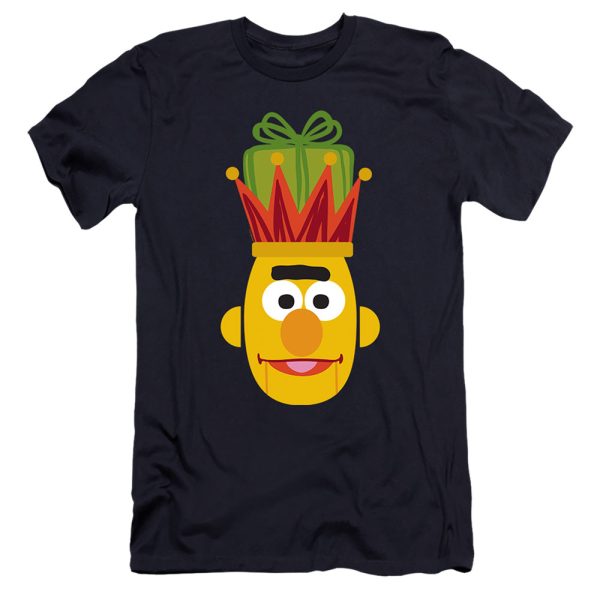 SESAME STREET : CHRISTMAS NUTCRACKER BERT  PREMIUM CANVAS ADULT SLIM FIT T-SHIRT 30\1 Navy LG Online Hot Sale