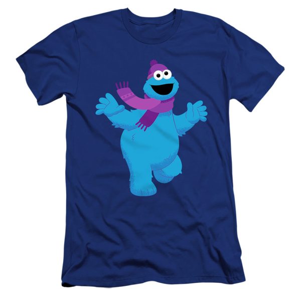 SESAME STREET : FURRY FRIENDS FOREVER! COOKIE MONSTER  PREMIUM CANVAS ADULT SLIM FIT T-SHIRT 30\1 Royal Blue 2X Online now