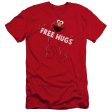 SESAME STREET : FREE HUGS PREMIUM CANVAS ADULT SLIM FIT T-SHIRT 30\1 RED MD For Cheap