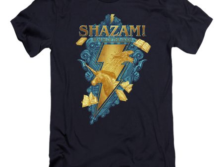 SHAZAM FURY OF THE GODS : BIG BLUE SEAL  PREMIUM CANVAS ADULT SLIM FIT T-SHIRT 30\1 Navy LG For Discount