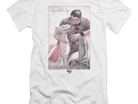 SUPERMAN : MAN S BEST FRIEND PREMUIM CANVAS ADULT SLIM FIT T-SHIRT 30\1 White SM Supply