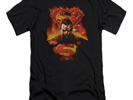 SUPERMAN : MAN ON FIRE PREMIUM CANVAS ADULT SLIM FIT T-SHIRT 30\1 BLACK SM Online now