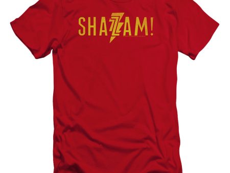 SHAZAM MOVIE : FLAT LOGO PREMIUM CANVAS ADULT SLIM FIT T-SHIRT 30\1 Red LG Cheap