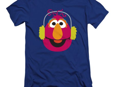 SESAME STREET : CHRISTMAS NUTCRACKER TELLY MONSTER  PREMIUM CANVAS ADULT SLIM FIT T-SHIRT 30\1 Royal Blue SM Fashion