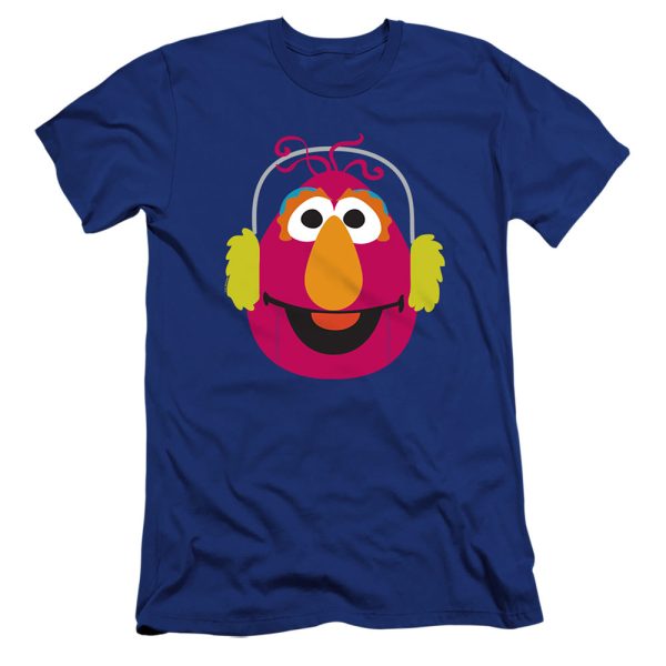 SESAME STREET : CHRISTMAS NUTCRACKER TELLY MONSTER  PREMIUM CANVAS ADULT SLIM FIT T-SHIRT 30\1 Royal Blue SM Fashion