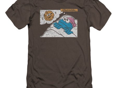 SESAME STREET : MEANWHILE PREMIUM CANVAS ADULT SLIM FIT T-SHIRT 30\1 CHARCOAL SM For Sale