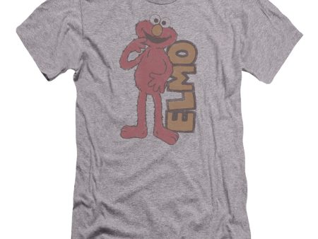 SESAME STREET : VINTAGE ELMO PREMIUM CANVAS ADULT SLIM FIT T-SHIRT 30\1 ATHLETIC HEATHER XL Sale