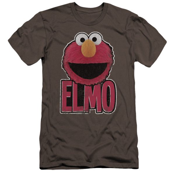 SESAME STREET : ELMO SMILE PREMIUM CANVAS ADULT SLIM FIT T-SHIRT 30\1 CHARCOAL MD Supply