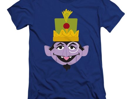 SESAME STREET : CHRISTMAS NUTCRACKER COUNT  PREMIUM CANVAS ADULT SLIM FIT T-SHIRT 30\1 Royal Blue XL For Cheap