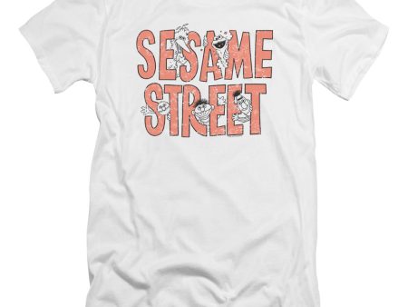 SESAME STREET : IN LETTERS PREMUIM CANVAS ADULT SLIM FIT T-SHIRT 30\1 White SM Sale