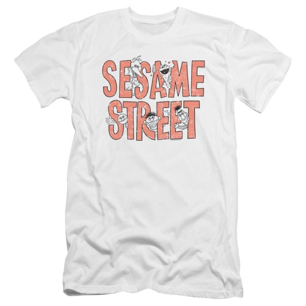 SESAME STREET : IN LETTERS PREMUIM CANVAS ADULT SLIM FIT T-SHIRT 30\1 White SM Sale