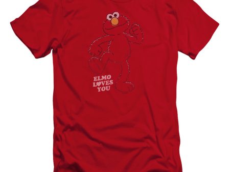 SESAME STREET : ELMO LOVES YOU PREMIUM CANVAS ADULT SLIM FIT T-SHIRT 30\1 RED MD on Sale