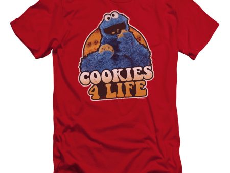 SESAME STREET : COOKIES 4 LIFE PREMUIM CANVAS ADULT SLIM FIT T-SHIRT 30\1 Red MD Online now