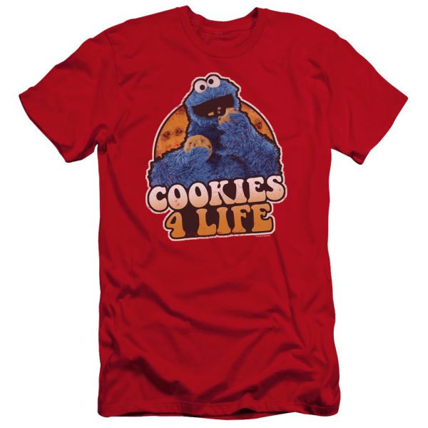 SESAME STREET : COOKIES 4 LIFE PREMUIM CANVAS ADULT SLIM FIT T-SHIRT 30\1 Red MD Online now