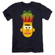 SESAME STREET : CHRISTMAS NUTCRACKER BERT  PREMIUM CANVAS ADULT SLIM FIT T-SHIRT 30\1 Navy MD Online Hot Sale