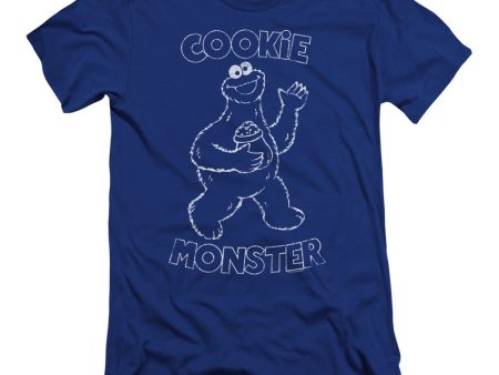 SESAME STREET : SIMPLE COOKIE PREMIUM CANVAS ADULT SLIM FIT T-SHIRT 30\1 ROYAL BLUE MD For Sale