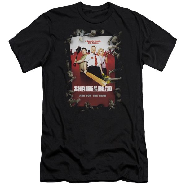 SHAUN OF THE DEAD : POSTER PREMIUM CANVAS ADULT SLIM FIT T-SHIRT 30\1 BLACK SM Hot on Sale