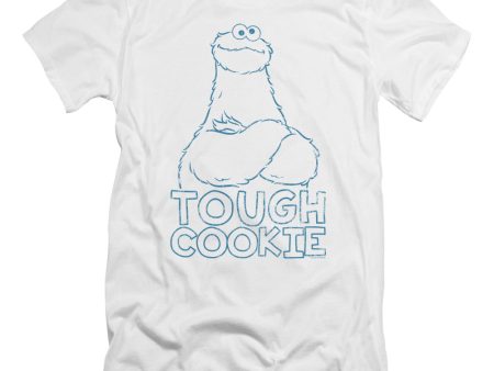 SESAME STREET : TOUGH COOKIE PREMIUM CANVAS ADULT SLIM FIT T-SHIRT 30\1 WHITE MD on Sale