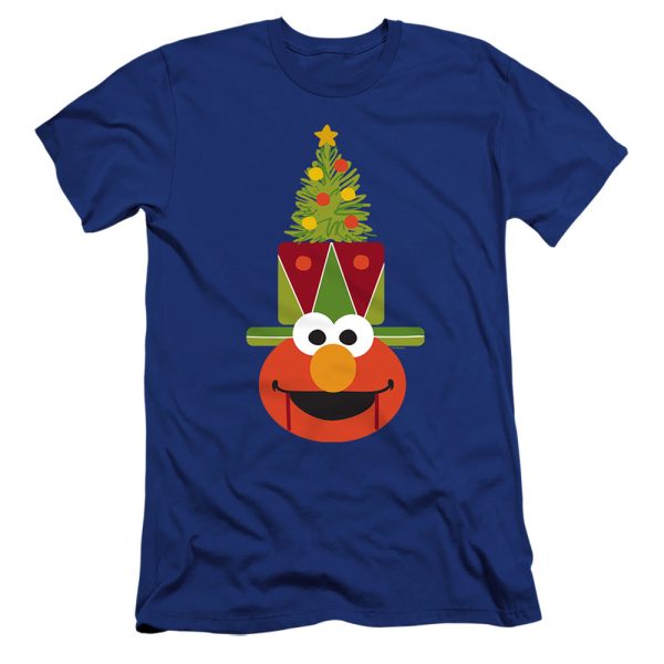 SESAME STREET : CHRISTMAS NUTCRACKER ELMO  PREMIUM CANVAS ADULT SLIM FIT T-SHIRT 30\1 Royal Blue MD Online Sale