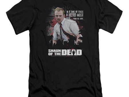 SHAUN OF THE DEAD : HERO MUST RISE PREMIUM CANVAS ADULT SLIM FIT T-SHIRT 30\1 BLACK SM For Sale